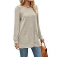thumbnail image 2 of Long Sleeve Shirts for Women Long Sweaters with Pockets Tunic Tops Loose Fit Apricot XL, 2 of 8