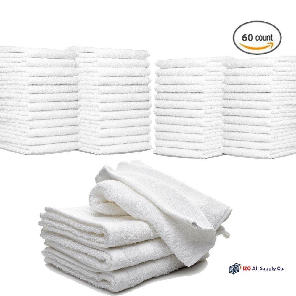 60 new white cotton hotel washcloths 12x12 wiping bath cleaning cloth