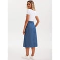 thumbnail image 4 of DARING DIVA Women's Denim Midi Skirt Button Up Slit Jean Skirts X-Large Blue, 4 of 7