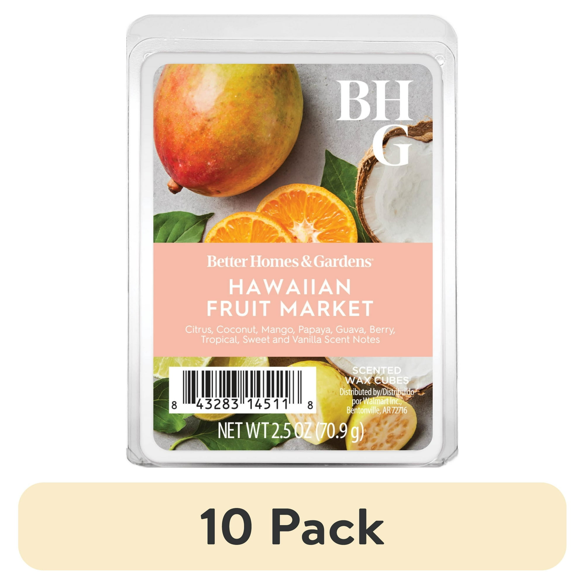 (10 pack) Better Homes & Gardens Scented Wax Melts, Hawaiian Fruit Market, 2.5 oz, 1-Pack