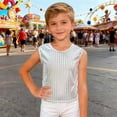 thumbnail image 6 of Afdoent Girls Sequin Applique Sleeveless Tank Top Party Performance Shiny Glitter Casual Tee For Toddler Youth Child 160, 6 of 6