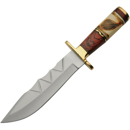 Pakistan 203465 Leaf 7.25" Stainless Blade Wood/Bone Handle Bowie Knife