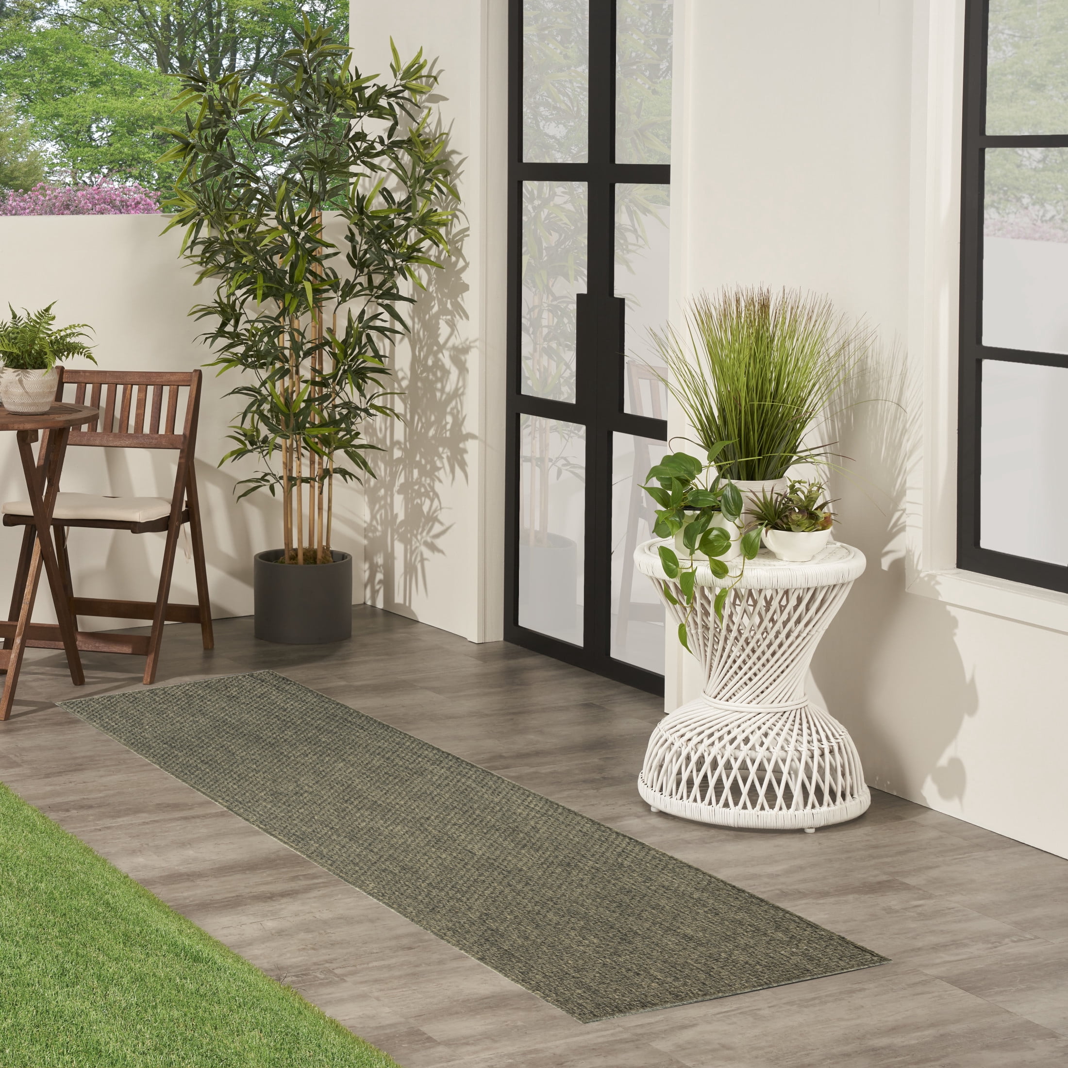 Nourison Tulum 2'2" x 8' Olive Outdoor Rug