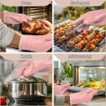 thumbnail image 6 of Silicone Oven Mitts, Heat Resistant Waterproof Non-Slip Kitchen Oven Mitts with Fingers, Cotton Lined Silicone Oven Gloves Kitchen Mitts for Baking Cooking Barbecue(Gray), 6 of 8