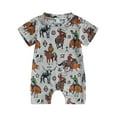 thumbnail image 2 of Musuos Baby Jumpsuit Western Clothes, 3 6 12 18M Summer Short Sleeve Crew Neck Cartoon Print Romper, 2 of 10