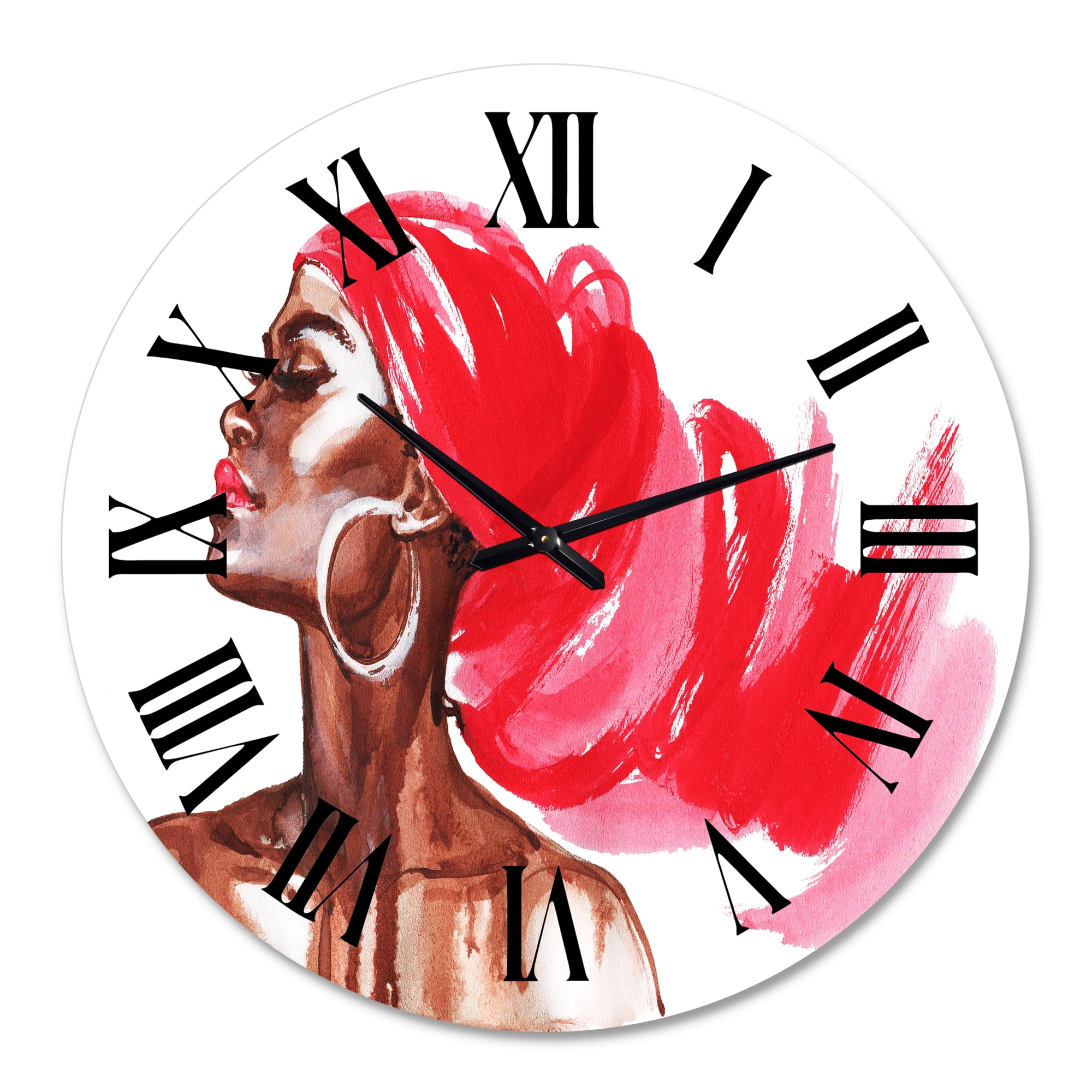 Designart 'Portrait Of African American Woman Ix' Modern Wall Clock