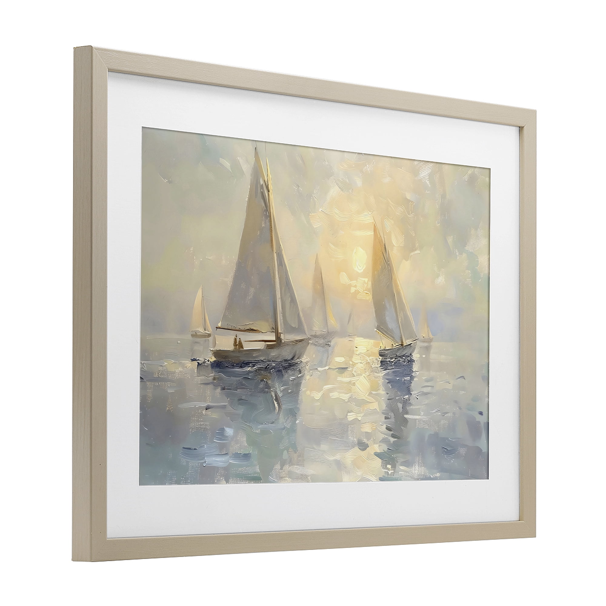 Stupell Industries Sunset Sailboats Glow Birch Framed Print Under Glass, design by Creative Studio