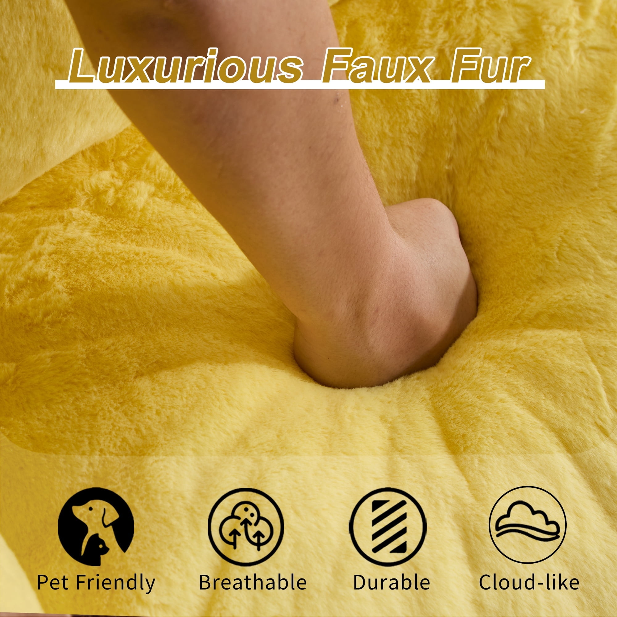 Leumius 2 Seater Boneless Sofa,Giant Bean Bag Sofa Couch with Pillows, Oversized Chaise Lounge Chair for Living Room Bedroom,No Assembly,Yellow