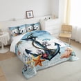 thumbnail image 4 of Nautical Anchor Comforter Set King Ocean Themed Bedding Set, Starfish Jellyfish Bedding Comforter Sets Sea Fish Animal Duvet Sets, Aesthetic Colorful Coral Quilted Comforter Room Decoration, 4 of 5