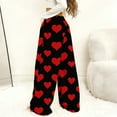 thumbnail image 5 of Simua Women's Valentine's Day Heart Print Flannel Plush Wide Leg Pants - Elastic Waist Side Pocket Casual Trousers S-XXL Festive Lounge & Daily Pants, 5 of 7
