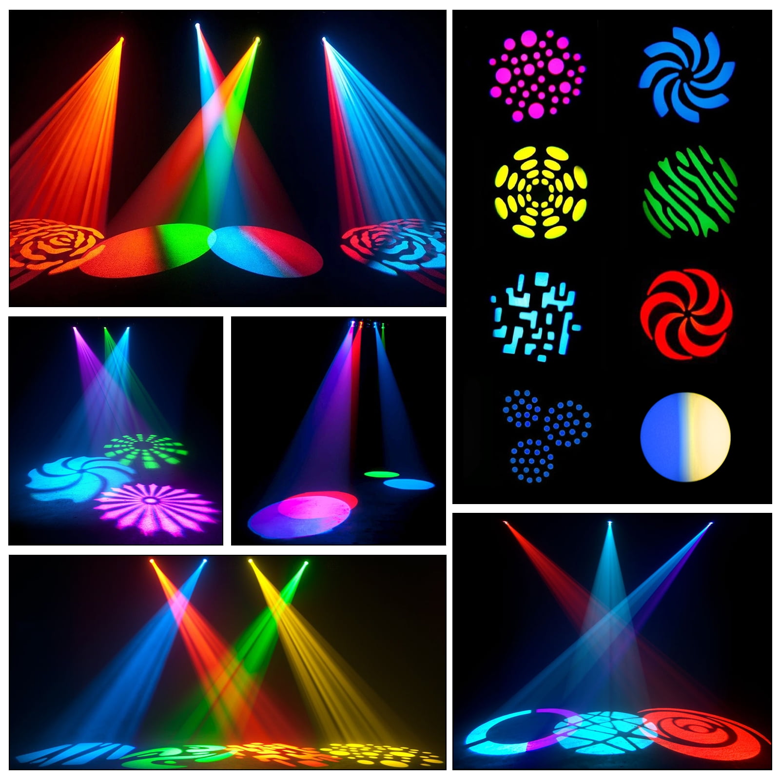 2Pack Moving Head DJ Light, RGBW 8-Pattern Sound-Activated Spotlight with Remote for Party Wedding Stage Show