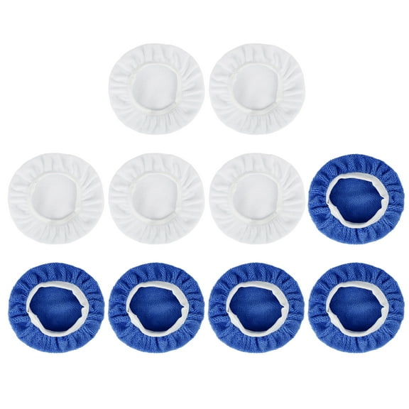 Unique Bargains 10pcs 7-8 Inch Deep Blue White Soft Mircrofiber Car Wax Polishing Bonnet Buffing Pad Washable Covers Polisher Waxing 7" 8"