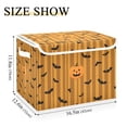 thumbnail image 3 of Foldable Fabric Storage Bin With Handle Collapsible Basket Box Storage With Lid Organizer Orange Black Pumpkins Bats, 3 of 7