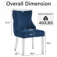 thumbnail image 4 of Modern Velvet Upholstered Button Tufted Dining Chairs with Metal Legs Set of 2, Dark Blue, 4 of 8