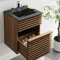 thumbnail image 5 of Sink Vanity Cabinet, Wall Mounted, Wood, Brown Walnut Black, Modern Contemporary Urban Design, Hotel Bedroom Bathroom Master Suite Guest, 5 of 10