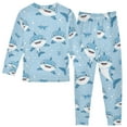 thumbnail image 2 of joogoo Cartoon Shark Pajamas Set Long Sleeve Soft Cotton Sleepwear 2 Piece 18M, 2 of 7