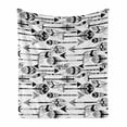 thumbnail image 1 of Tribal Soft Flannel Fleece Throw Blanket, Monochrome and Orient Feathered Arrows Cultural Native Feels, Cozy Plush for Indoor and Outdoor Use, 50" x 60", Charcoal Grey and White, by Ambesonne, 1 of 5