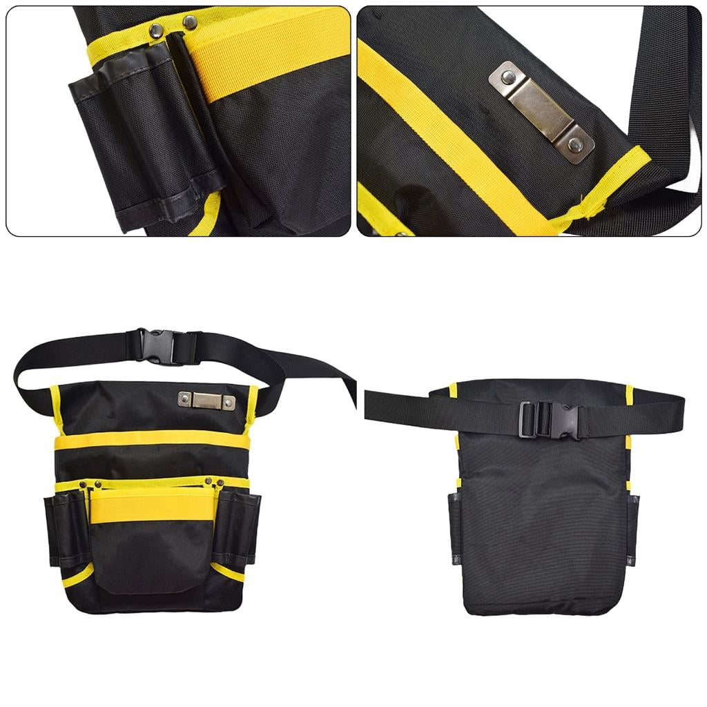 CEORPER Waterproof Canvas Tool Belt Pouch Multi Pockets Tool Waist Pack Bag for Electricians with Ergonomic Waist Belt Designs