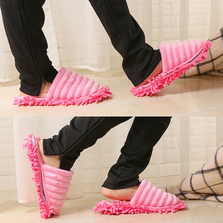 A pair Mop Slippers Lazy Foot Socks Floor Shoes Quick Polishing