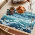 thumbnail image 3 of Blue Coastal Placemats Set of 12 Summer Ocean Sea Nautical Beach Place Mats Indoor Wipeable Table Mats Washable Cloth Dining Table Placemats for Kitchen Holiday Party Home Decor 13x19 Inch, 3 of 9