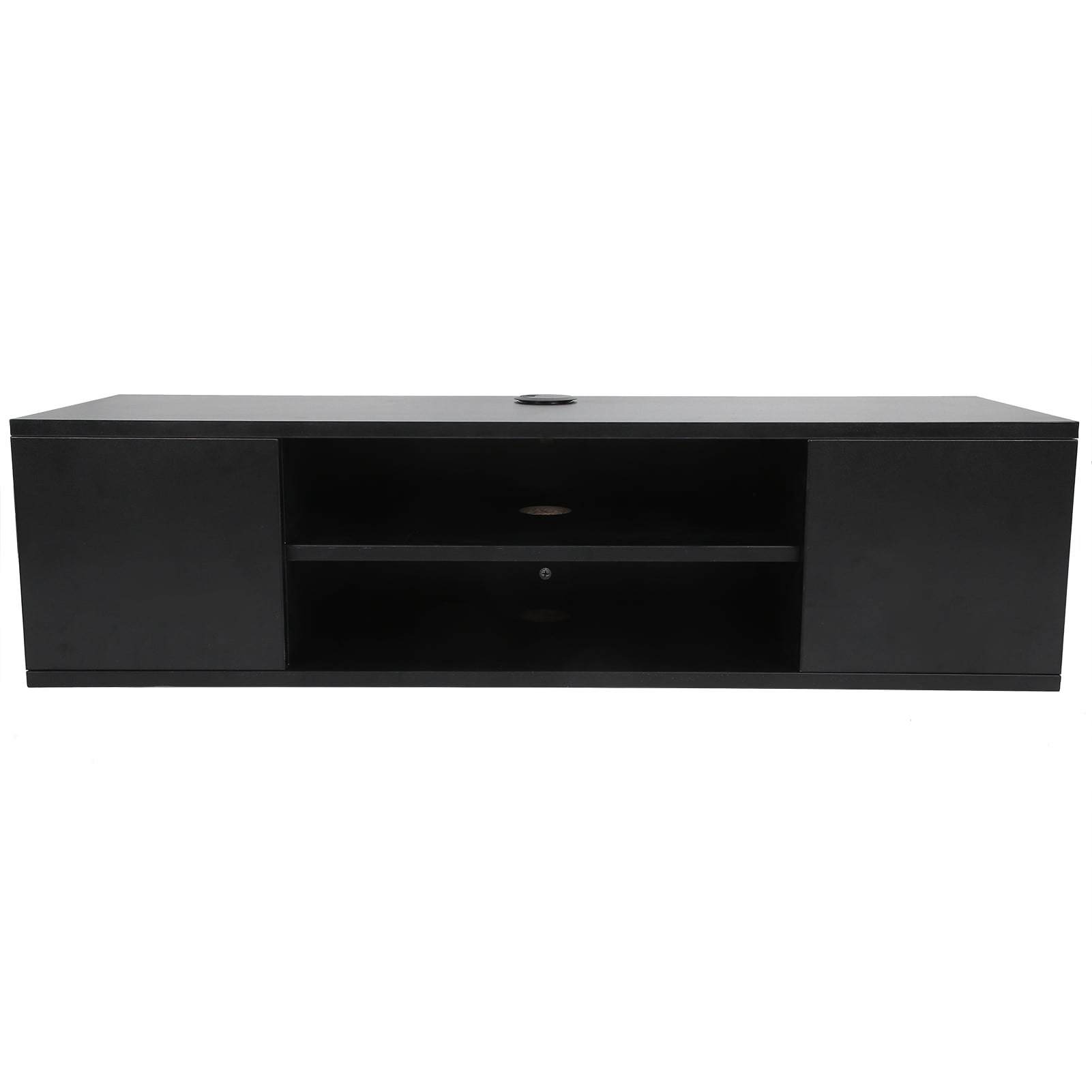 Ymiko TFloating TV Unit Black Wall Mounted TV Shelf with 4