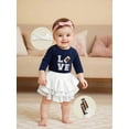 thumbnail image 5 of Rovasas Baby Girls Outfit Rugby Letter Print Romper Skirt Headband Stocking, 5 of 9