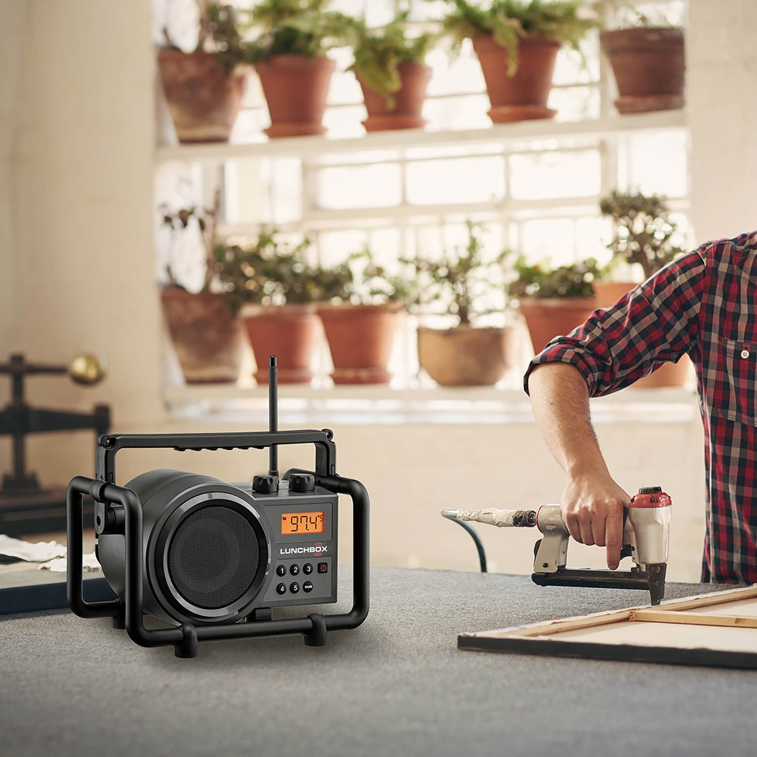 Sangean LUNCHBOX Portable FM/AM Ultra-Rugged Utility Worksite Digital Radio, Gray/Black