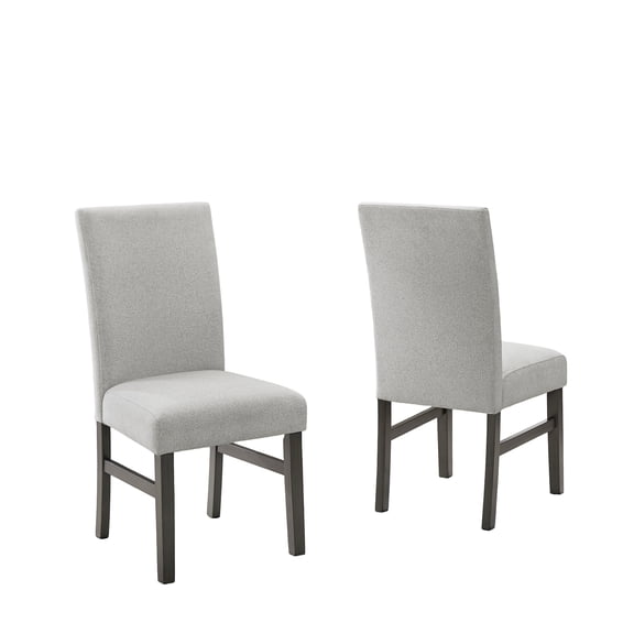 Lilola Home Selena Set of 2 Light Gray Fabric Parsons Dining Side Chairs with Gray Wood Legs