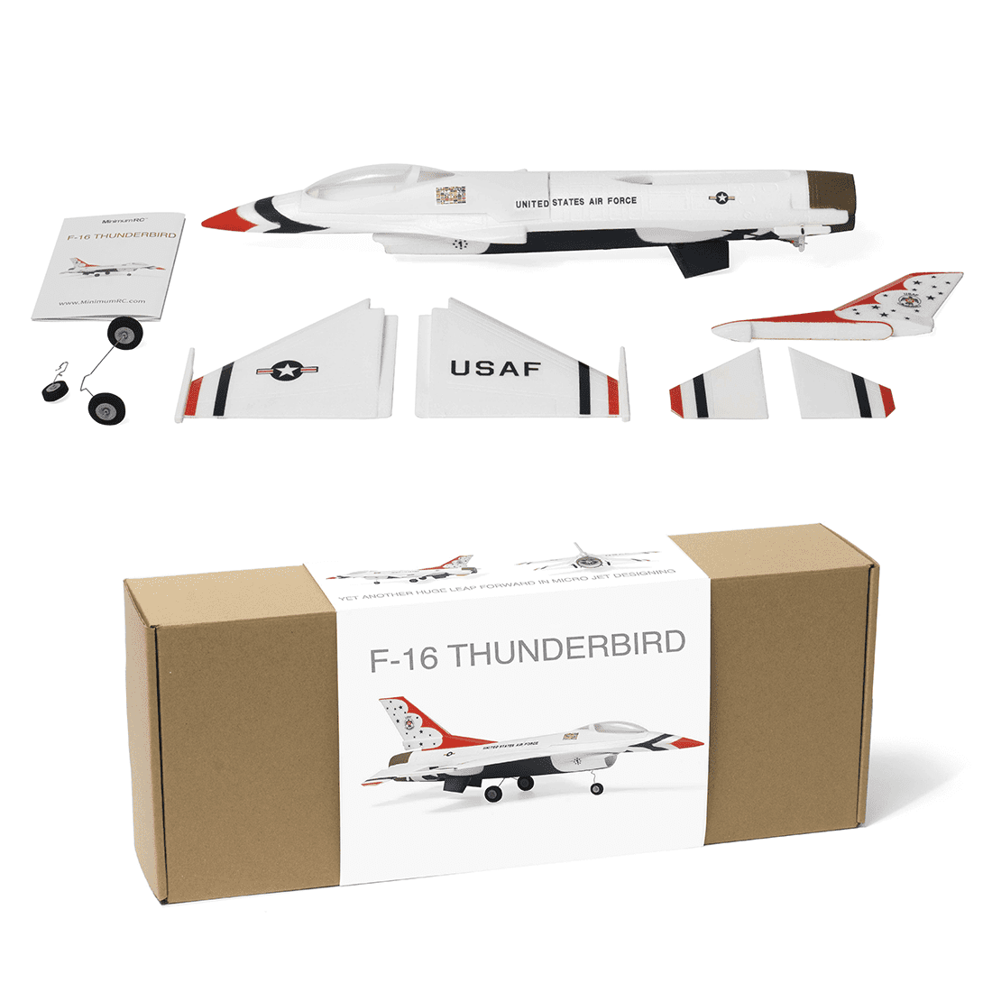 MinimumRC F-16 Thunder-Birds RC Plane for Adults, 30mm EDF 2S Brushless Power Delta Wing RC Jet Airplane with Gyro Stabilization, 290mm Wingspan Scale Model for Hobbyists - RTF