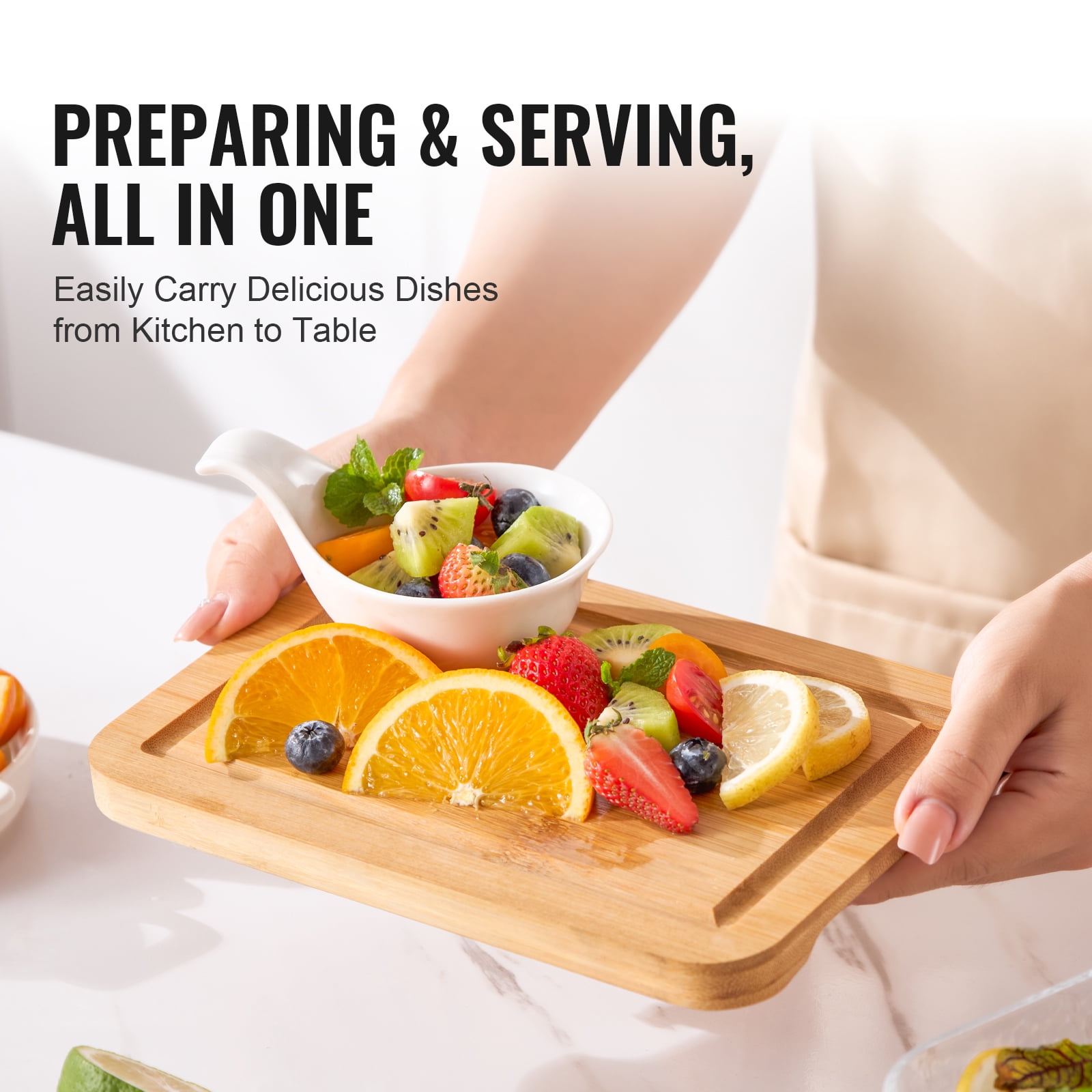 KFFKFF 3PCS Kitchen Cutting Board Set, Bamboo Cutting Board, for Kitchen, 3 Assorted Sizes