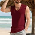 thumbnail image 6 of UVEASISHA Cut Off Shirts for Men Cotton V Neck Sleeveless Gym T-Shirts Solid Color Loose Beach Tank Tops Lightweight Bodybuilding Workout Shirt Wine M, 6 of 10