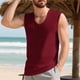thumbnail image 5 of Camiseta sin mangas con cuello en V para hombre, color liso, informal, con cuello en V, para vacaciones, entrenamiento, camiseta sin mangas, blusa de poliéster para hombre, 5 of 9