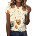 thumbnail image 1 of Pisexur Hauts pour Femmes Blouses Décontractées Élégantes Imprimé de Pâques Manches Courtes Col Rond, Grande Taille Multicolore, 5TG, 1 of 1