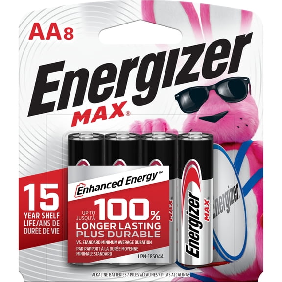 Piles alcalines AA Energizer MAX, emballage de 8
