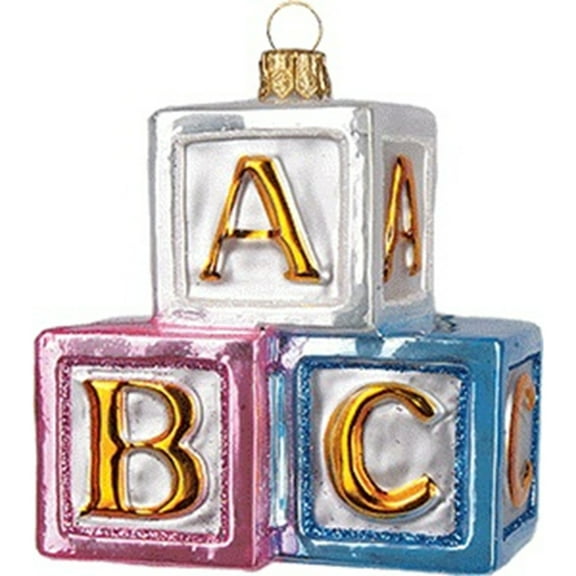 Pinnacle Peak Trading ABC Building Blocks Toy Polish Glass Christmas Ornament Tree Baby Decoration
