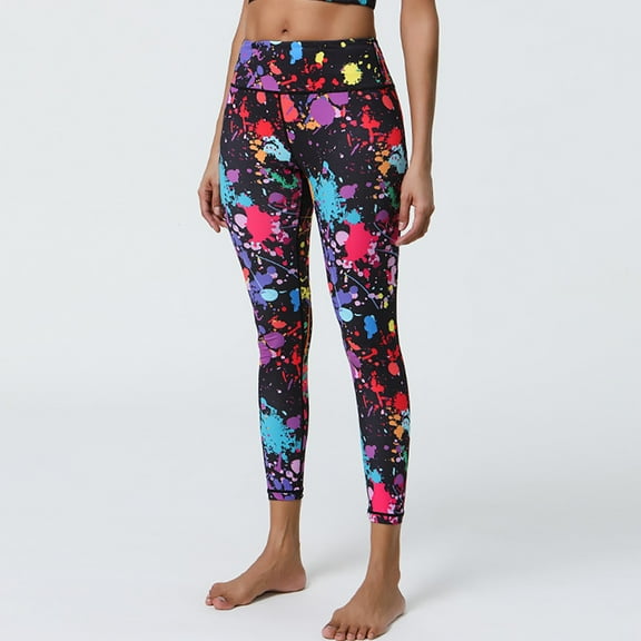 LEBONYARD Yoga Pants for Women,Women's Fashion Printed Yoga Pants High Stretch Sports Fitness Pants Black M