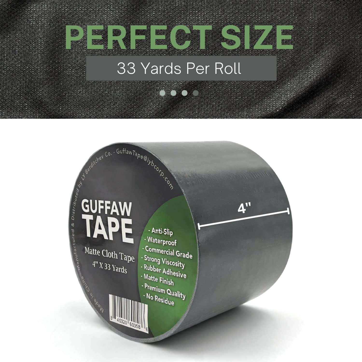 Guffaw - Professional Grade Gaffer Tape for Musicians, Commercial Use, Electrical Cords - Width 4 inches, Length 33 Yards - Matte Cloth Gaffers Tape for Securing Cables, Upholstery & Bookbinding (2pk)