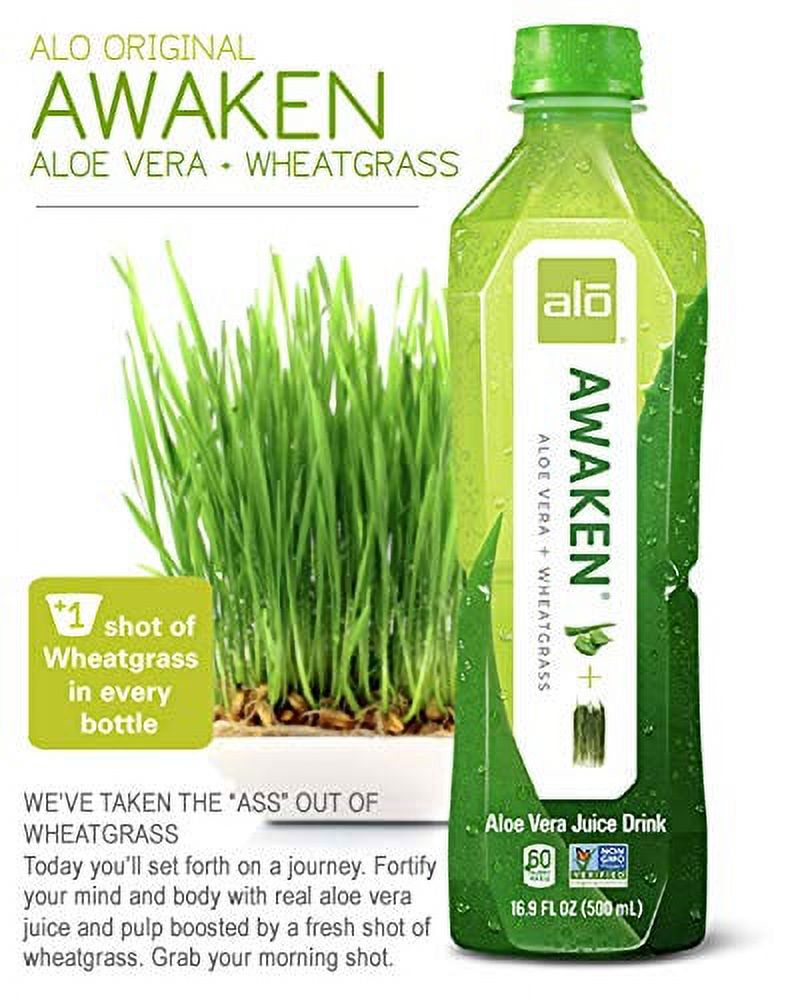 (Pack Of 12) Alo Beverage Aloe Awaken Wheatgrass 16.9 Fo