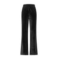 thumbnail image 3 of Felirenzacia Women's Flared Velvet Lounge Pants with Drawstring Waist, High Waisted Wide Leg Velour Trousers for Yoga, 3 of 6