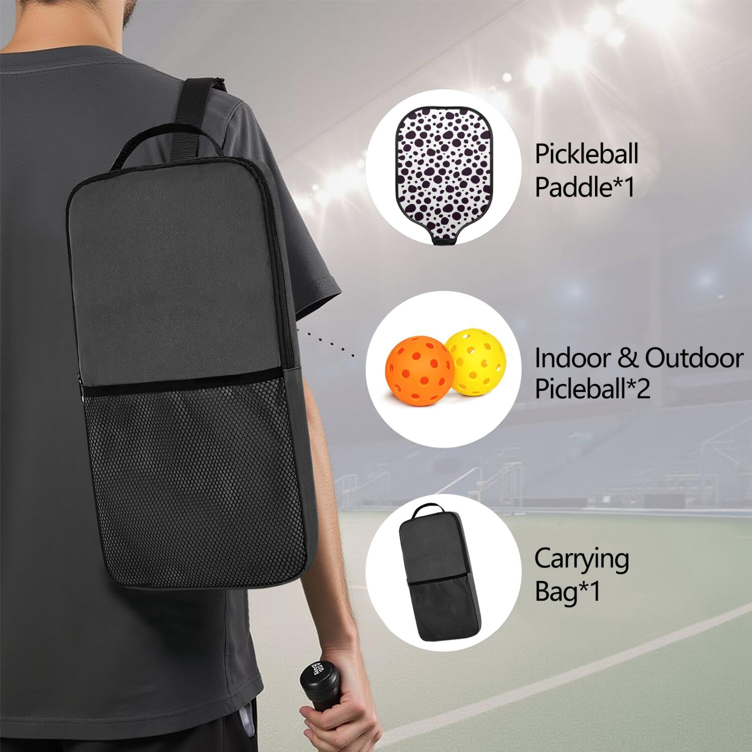Pickleball Paddles Set Of 1, Fiberglass Surface, Animal, Leopard Print, 1 Paddle, 2 Balls & Bag