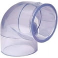 thumbnail image 1 of Clear PVC Pipe Fitting (bluish tint): 90 Degree Elbow, Schedule 40/80, 1/2 Inch PVC Pipe Socket (0.84 Inch ID), 1 of 3