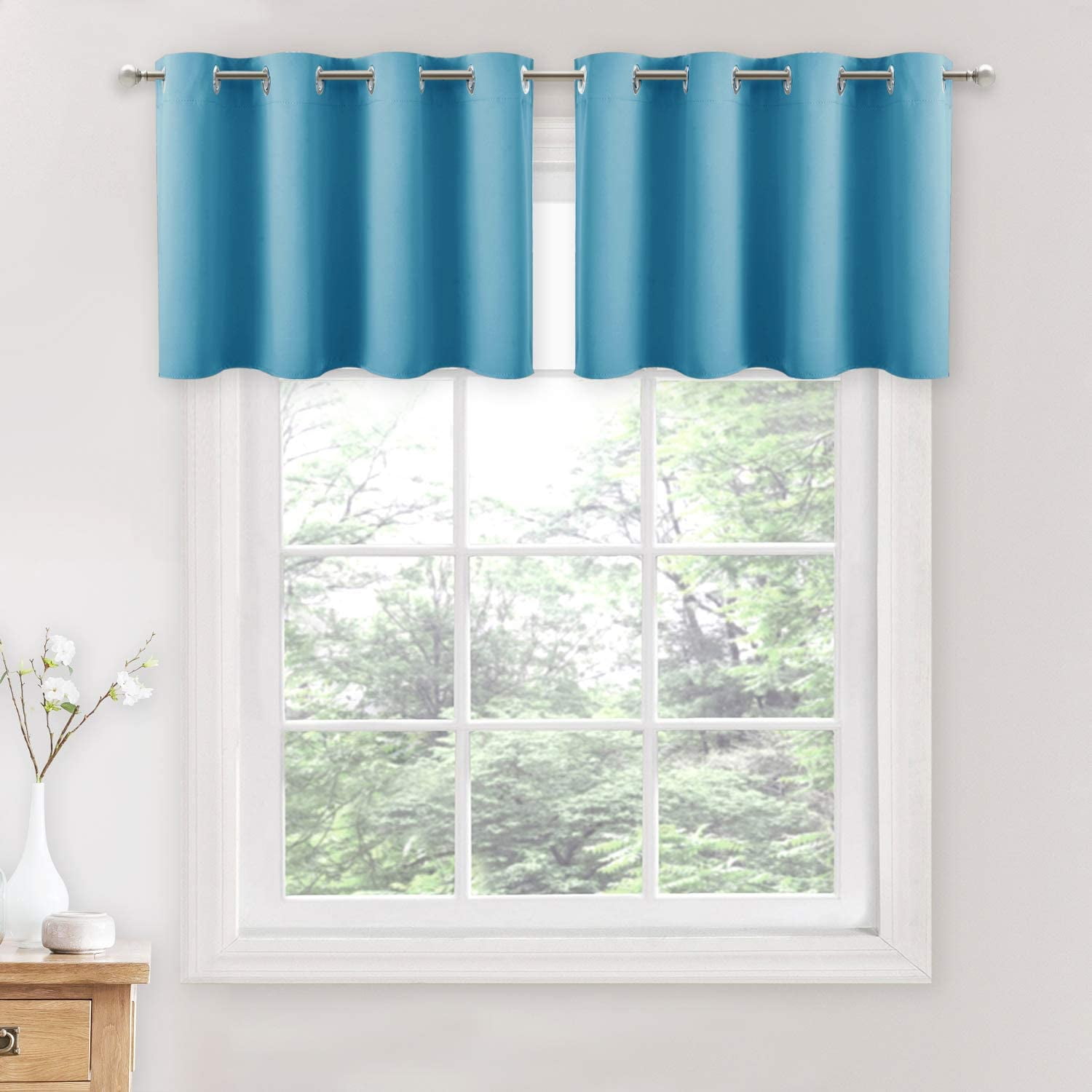 Grommet Window Valance Thermal Insulated Curtain Tier for Bedroom/Living Room/Dining Room 1 Piece NICETOWN Blackout Kitchen Curtain for Windows Sea Teal 1.2 inches Header 52W x 18L Grommet Window Valance Thermal Insulated Curtain Tier for Bedroom/Living Room/Dining Room 1 Piece NICETOWN Blackout Kitchen Curtain for Windows Sea Teal 1.2 inches Header 52W x 18L