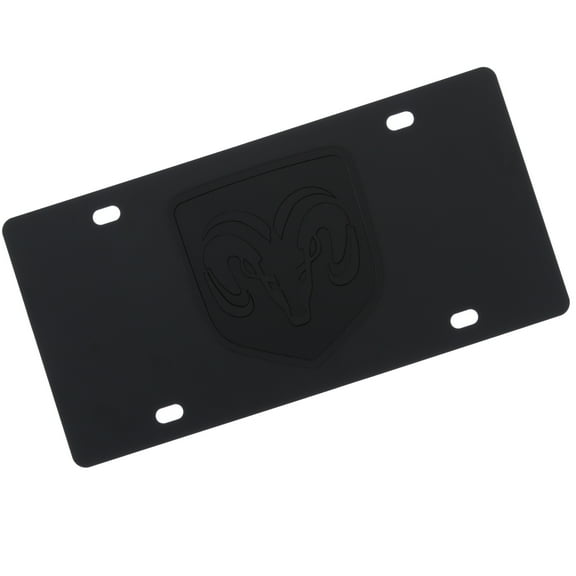Dodge Ram Logo License Plate (Black On Carbon Black)