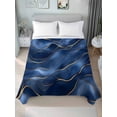 thumbnail image 4 of Navy Blue Marble Flat Sheets Only Twin XL Size, Soft Breathable Bed Top Sheets for Mattress, Abstract Modern Golden Geometric Luxury Bedding Flat Sheets for Home Hotel Bedroom Bed Protection, 4 of 9