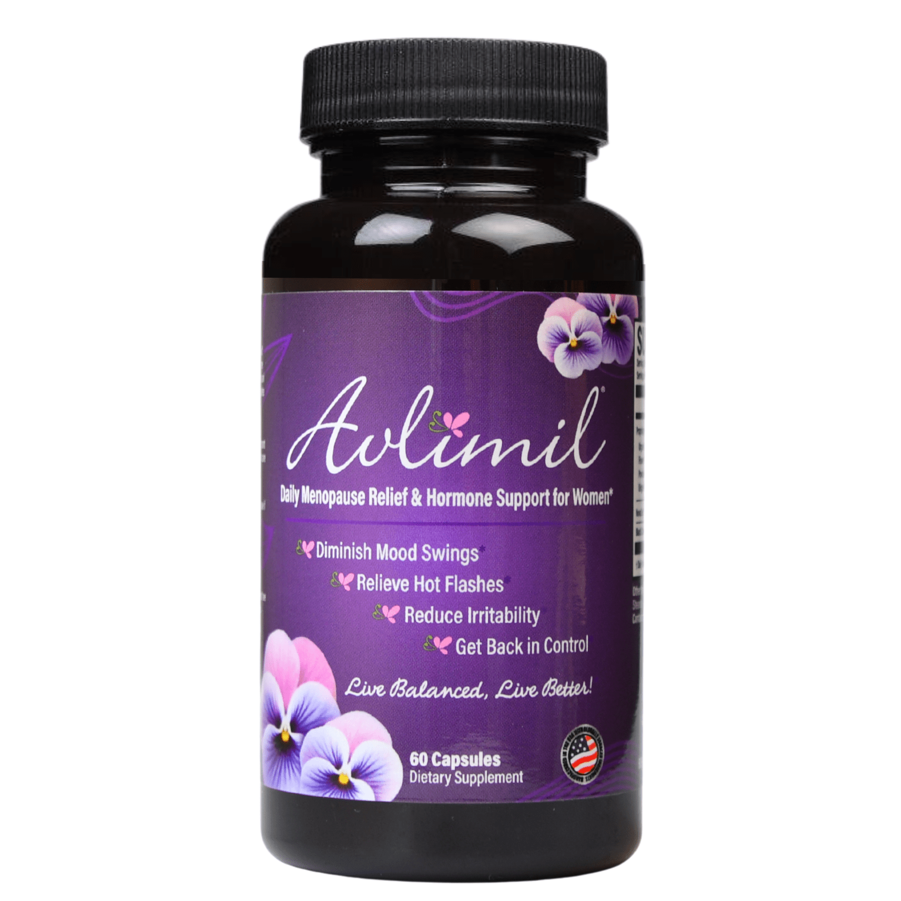 Avlimil® Menopause Support Supplement for Women, Supports Hormone Balance, Contains Organic Ingredients, Non-GMO, Gluten-Free, 60 Capsules, 30-Day Supply, 1 Pack