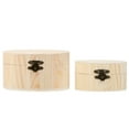 thumbnail image 1 of MasteelfCA 2pcs Simple Wood Storage Boxes Round Wood Case Wooden Small Item Storage Box, 1 of 8