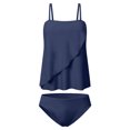 thumbnail image 4 of MKLEKYY Trajes De Baño Completo Mujer Women High Waisted Bikini Sexy Push Up Two Piece Swimsuits Vintage Swimsuit Two Piece Retro Ruched Low Waist Solid Bikini Set, 4 of 6