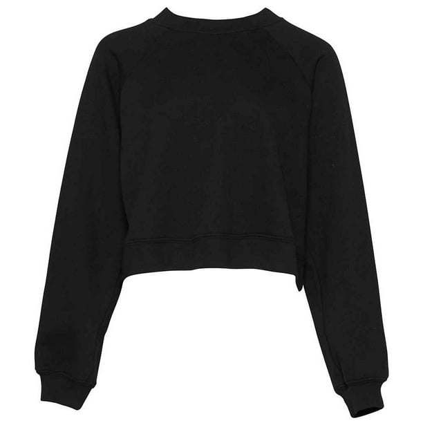 Bella + Canvas - Suéter Crop Top Raglan para Mujer (Negro)
