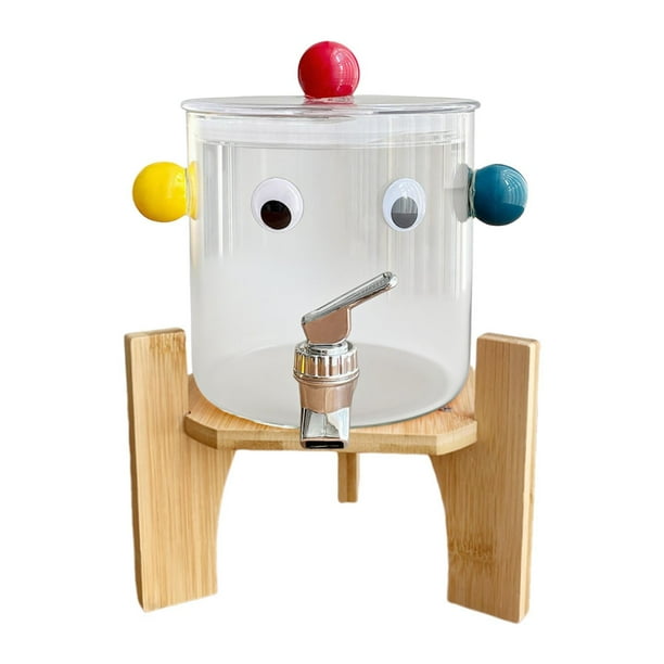 Dispensador de bebidas de vidrio, recipiente para bebidas, hervidor de agua, dispensador de bebidas heladas para con soporte de madera