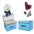thumbnail image 6 of Fabric Storage Bins with Lid [3-Pack] Foldable Closet Storage Boxes for Shelves, Large Collapsible Clothing Organizers Containers,Cube Storage Basket Box for Home (Blue, 14.7" x 9.4" x 9.4"), 6 of 9